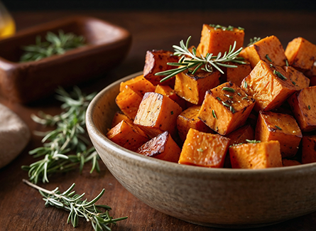 Bowl of roasted sweet potato