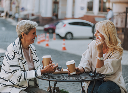 Two women having coffee 
