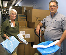 Staff from Sisters of St. Francis collecting medical items